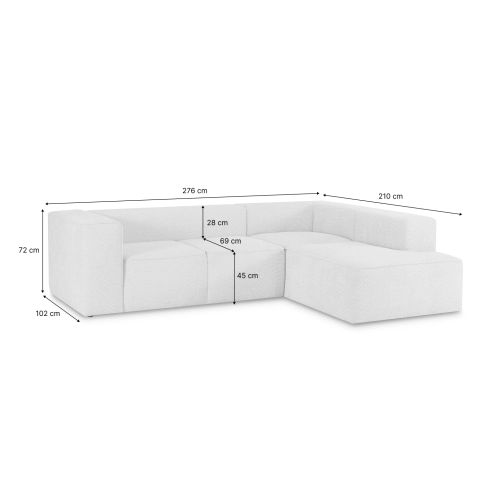 Narożnik z funkcją spania Luss 276x210 cm beżowy boucle I MONONI.PL