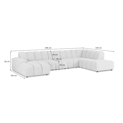 Modulares Ecksofa Bliss 406x244 cm hellgrau boucle | MONONI.PL