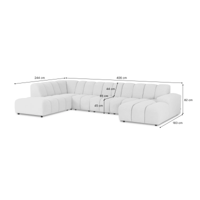 Modulares Ecksofa Bliss 406x244 cm hellgrau boucle | MONONI.PL