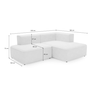 Modulares Ecksofa 220x160 cm Luss creme beige boucle | MONONI.PL