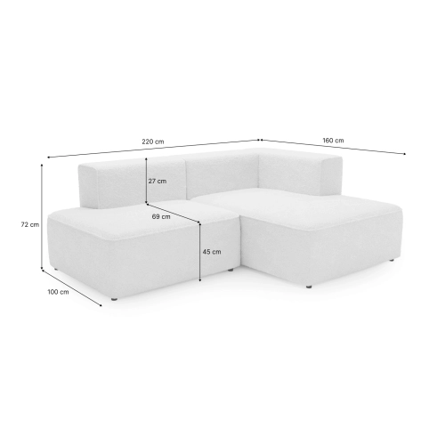 Modulares Ecksofa 220x160 cm Luss creme beige boucle | MONONI.PL