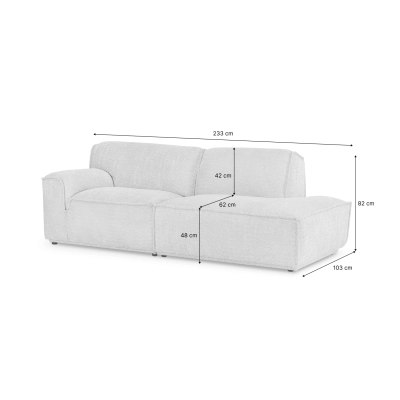 Sofa modułowa otwarta Look 233x103 cm ciemny beż boucle I MONONI.PL
