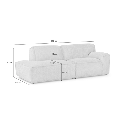 Sofa modułowa otwarta Look 233x103 cm prawostronna
