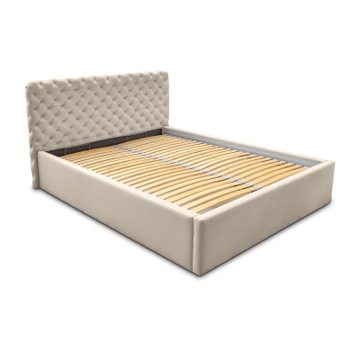 Disca łóżko z pojemnikiem160x200 cm z pikowanym wezgłowiem, tkanina welur