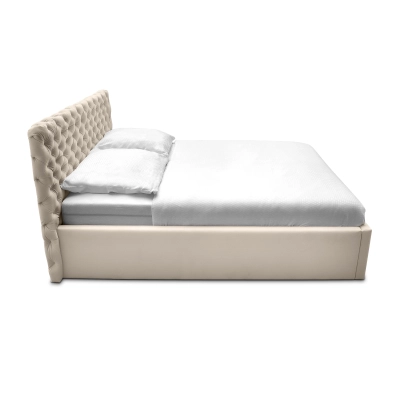 Disca łóżko z pojemnikiem160x200 cm z pikowanym wezgłowiem, tkanina welur