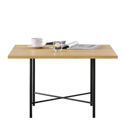 Maso II stolik kawowy 80x80 cm z drewnianym blatem na metalowej podstawie