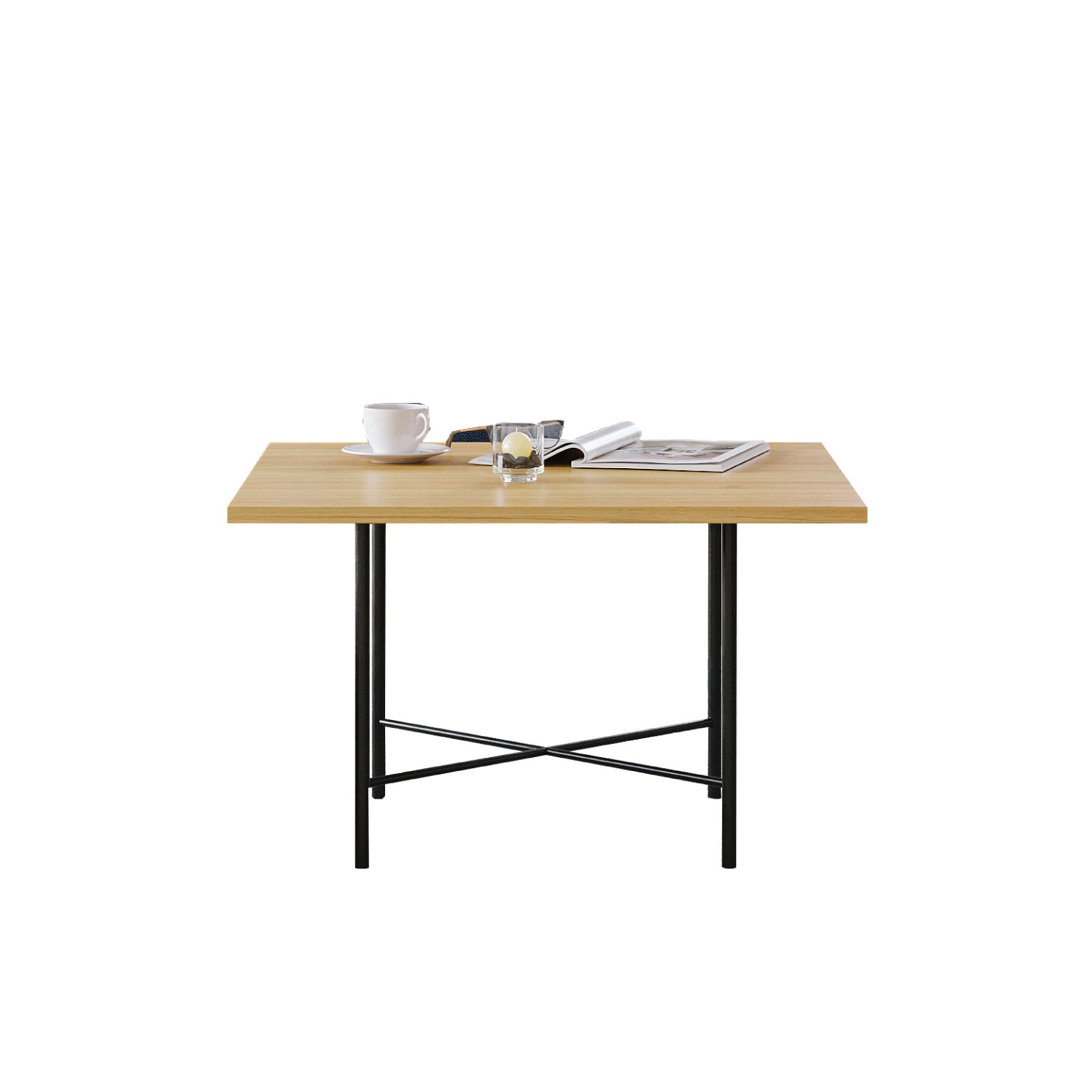 Maso II stolik kawowy 100x50 cm z drewnianym blatem na metalowej podstawie