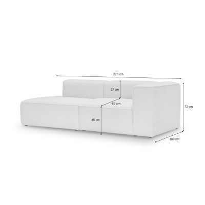Sofa z podłokietnikiem Luss 220x100 cm jasnobeżowy boucle|MONONI.PL