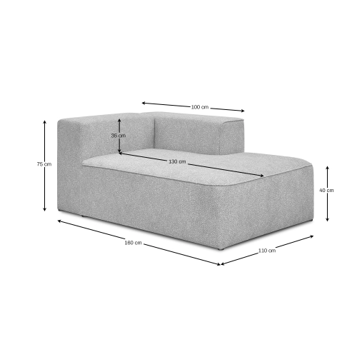 Große Chaiselongue 110x160 cm Luss creme-beige boucle I MONONI.PL