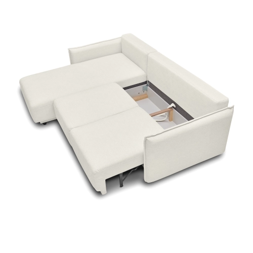 Klappbares Schlafsofa 247x187cm Lorena hellbeige gestrickt I MONONI.PL