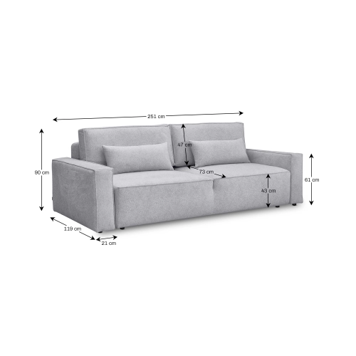 Sofa 3 osobowa z funkcją spania 3DL Moyo boucle jasnoszary I MONONI.PL