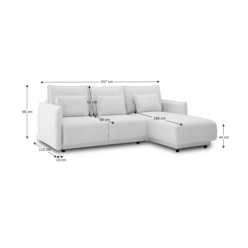 Ecksofa 247x187 mit Schlaffunktion Lorena boucle creme |MONI.PL
