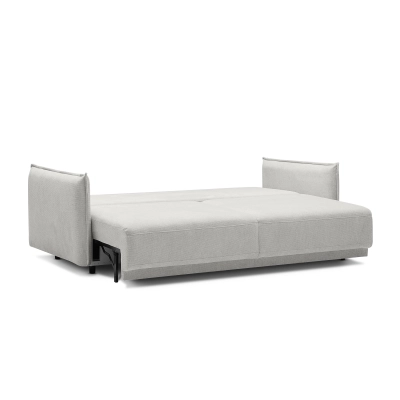Bequemes 3-Sitzer-Sofa Lorena mit Funktion, hellgrauer Chenille MONONI